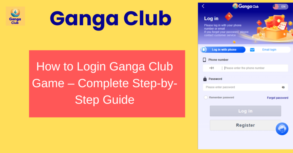 how to login ganga club game step by step