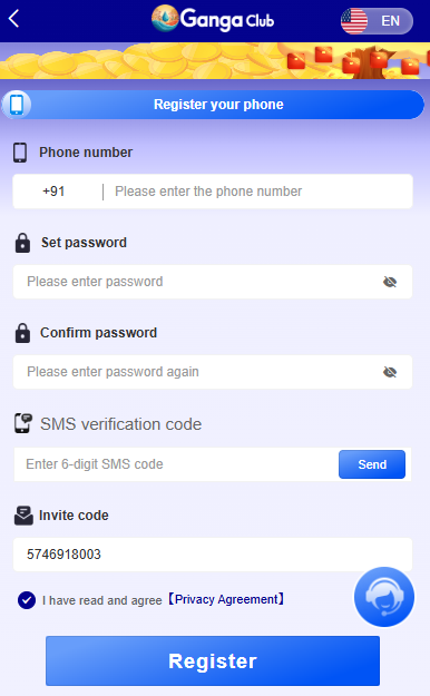 ganga club sign up process step by step