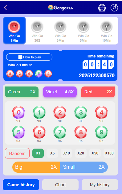 ganga club wingo game screen